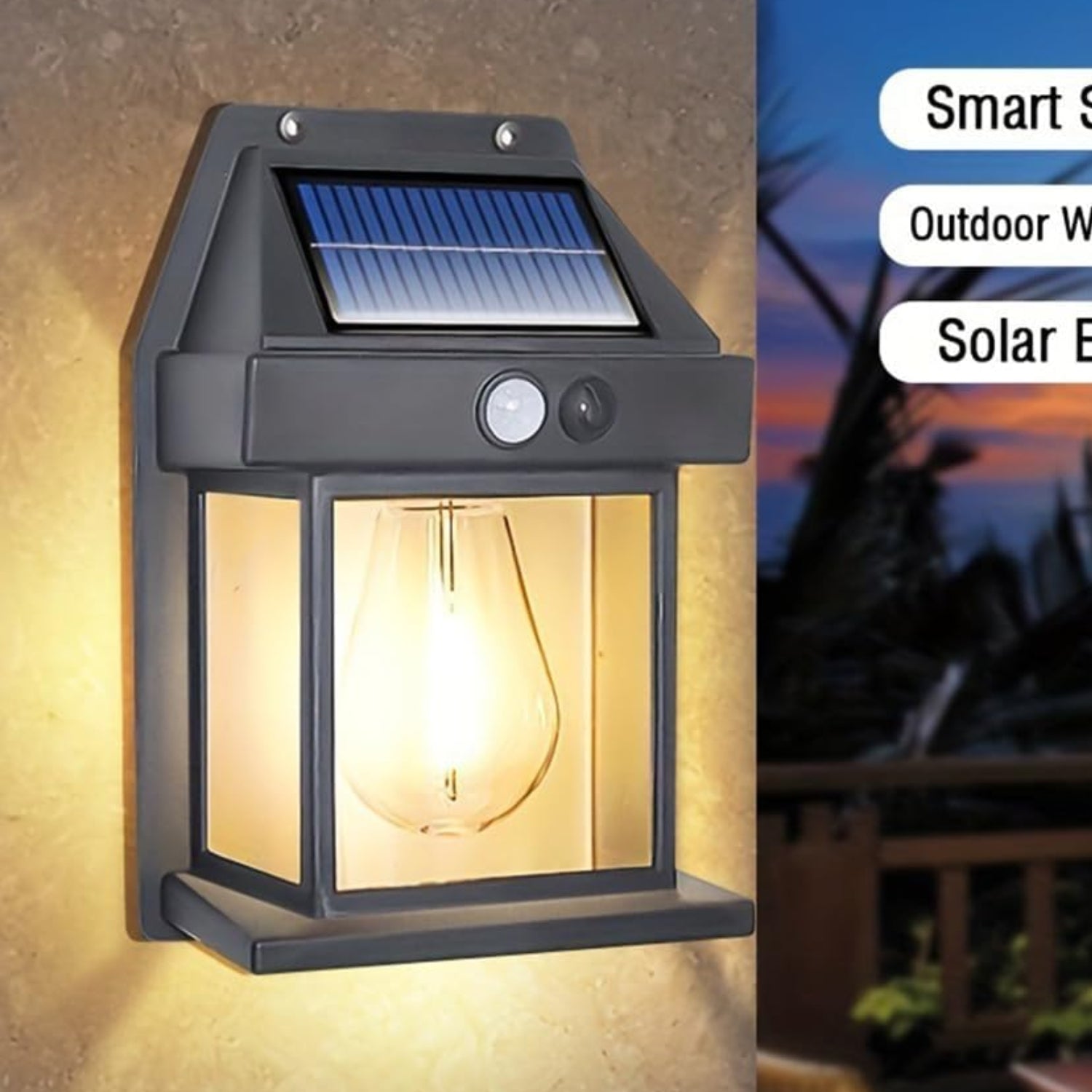 Farol Foco Solar Pared Sensor Movimiento 3.2 V Luz Cálida Negro - Blanco + Envío Gratis