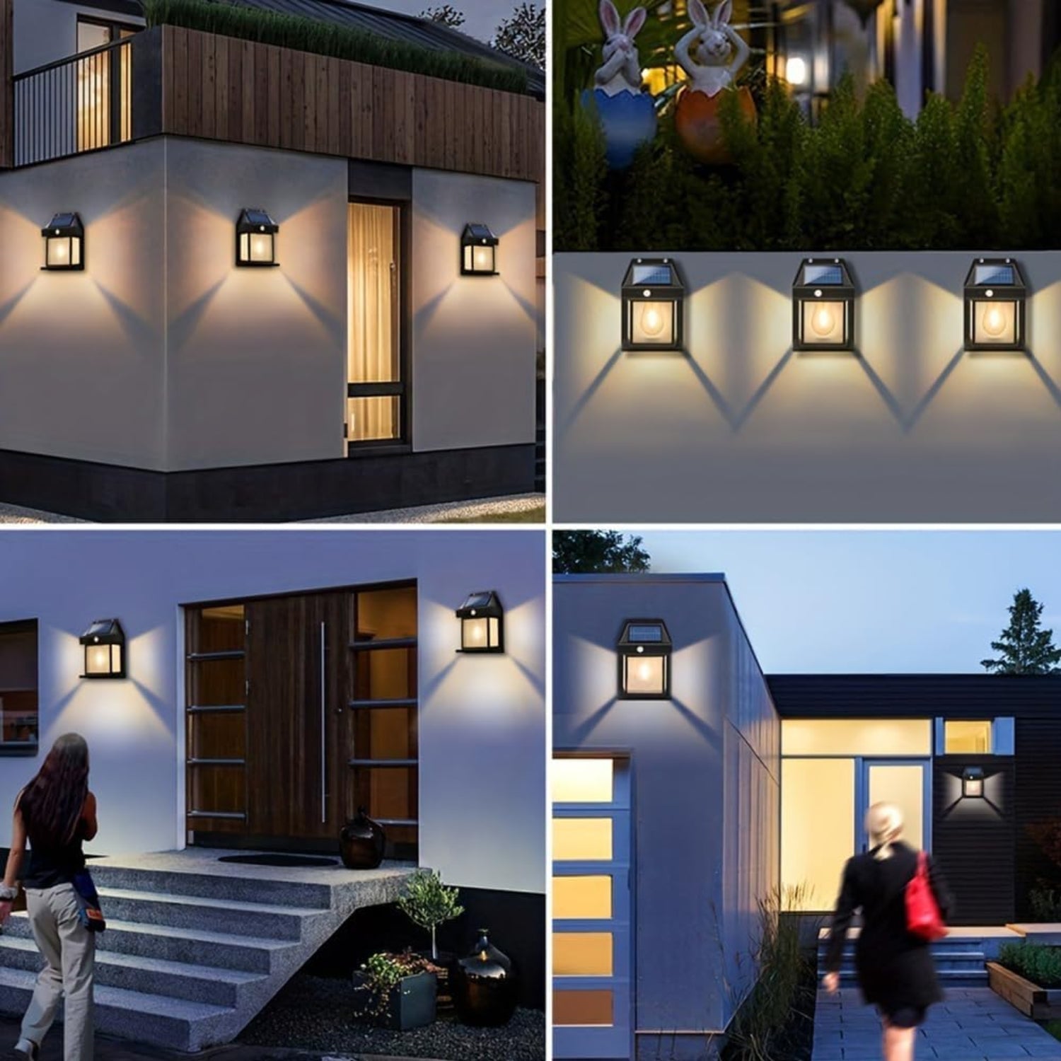 Farol Foco Solar Pared Sensor Movimiento 3.2 V Luz Cálida Negro - Blanco + Envío Gratis